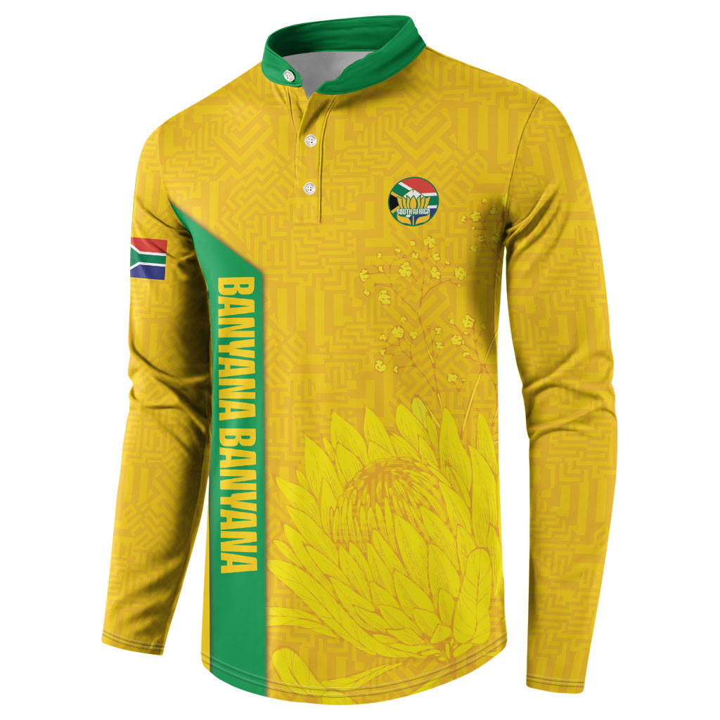 South Africa Soccer Custom Button Sweatshirt Banyana Banyana Protea Yellow Version