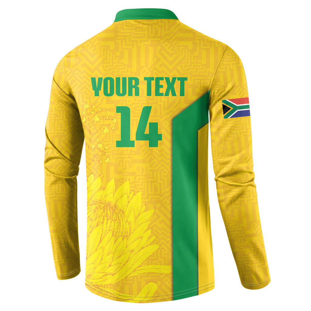 South Africa Soccer Custom Button Sweatshirt Banyana Banyana Protea Yellow Version