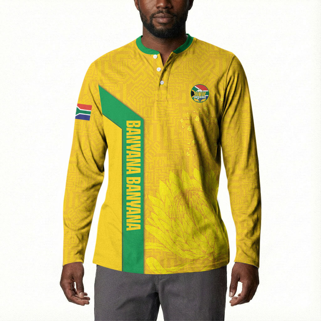 South Africa Soccer Custom Button Sweatshirt Banyana Banyana Protea Yellow Version