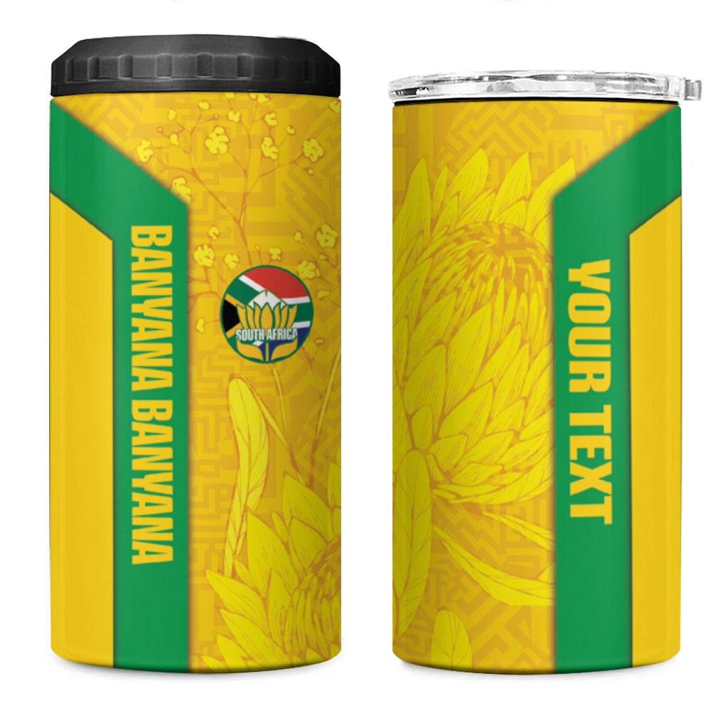 South Africa Soccer Custom 4 in 1 Can Cooler Tumbler Banyana Banyana Protea Yellow Version