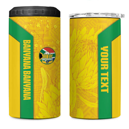 South Africa Soccer Custom 4 in 1 Can Cooler Tumbler Banyana Banyana Protea Yellow Version
