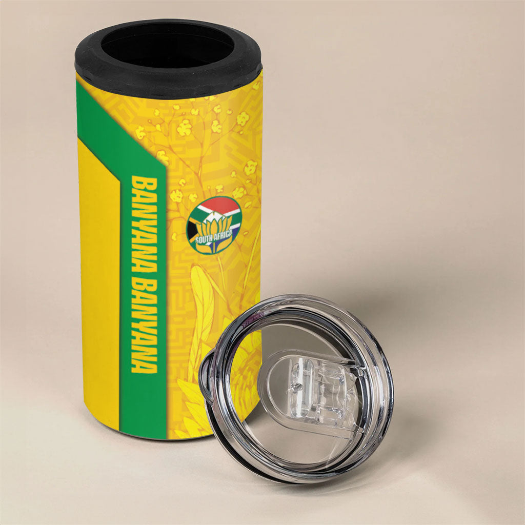 South Africa Soccer Custom 4 in 1 Can Cooler Tumbler Banyana Banyana Protea Yellow Version