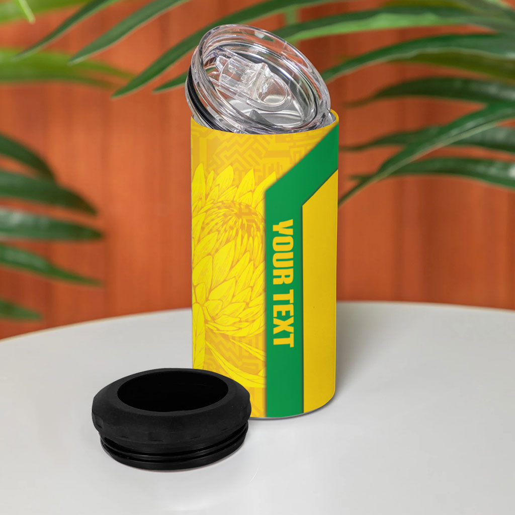 South Africa Soccer Custom 4 in 1 Can Cooler Tumbler Banyana Banyana Protea Yellow Version