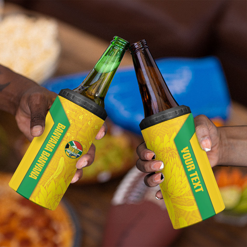 South Africa Soccer Custom 4 in 1 Can Cooler Tumbler Banyana Banyana Protea Yellow Version