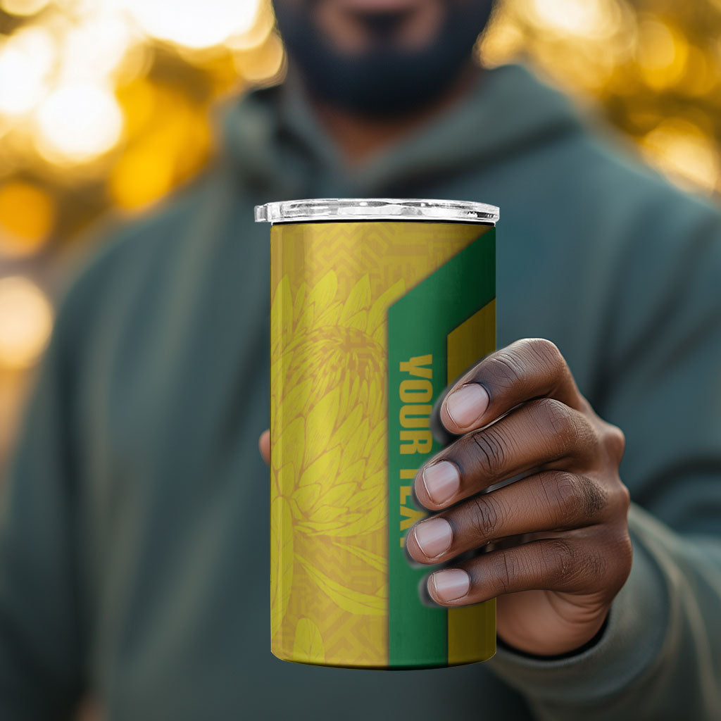 South Africa Soccer Custom 4 in 1 Can Cooler Tumbler Banyana Banyana Protea Yellow Version