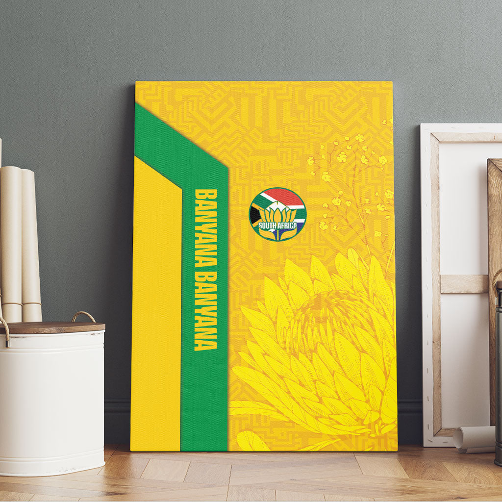 South Africa Soccer Canvas Wall Art Banyana Banyana Protea Yellow Version