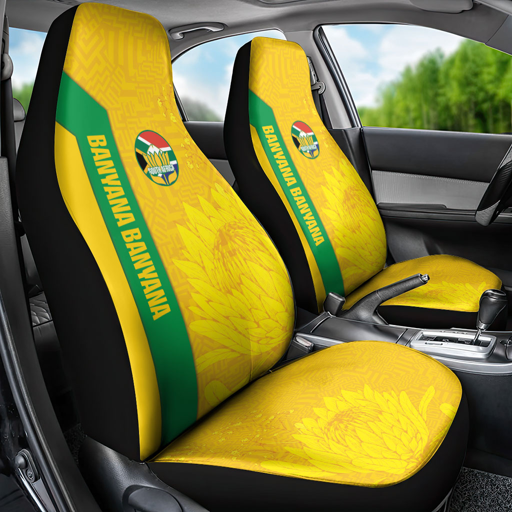 South Africa Soccer Car Seat Cover Banyana Banyana Protea Yellow Version