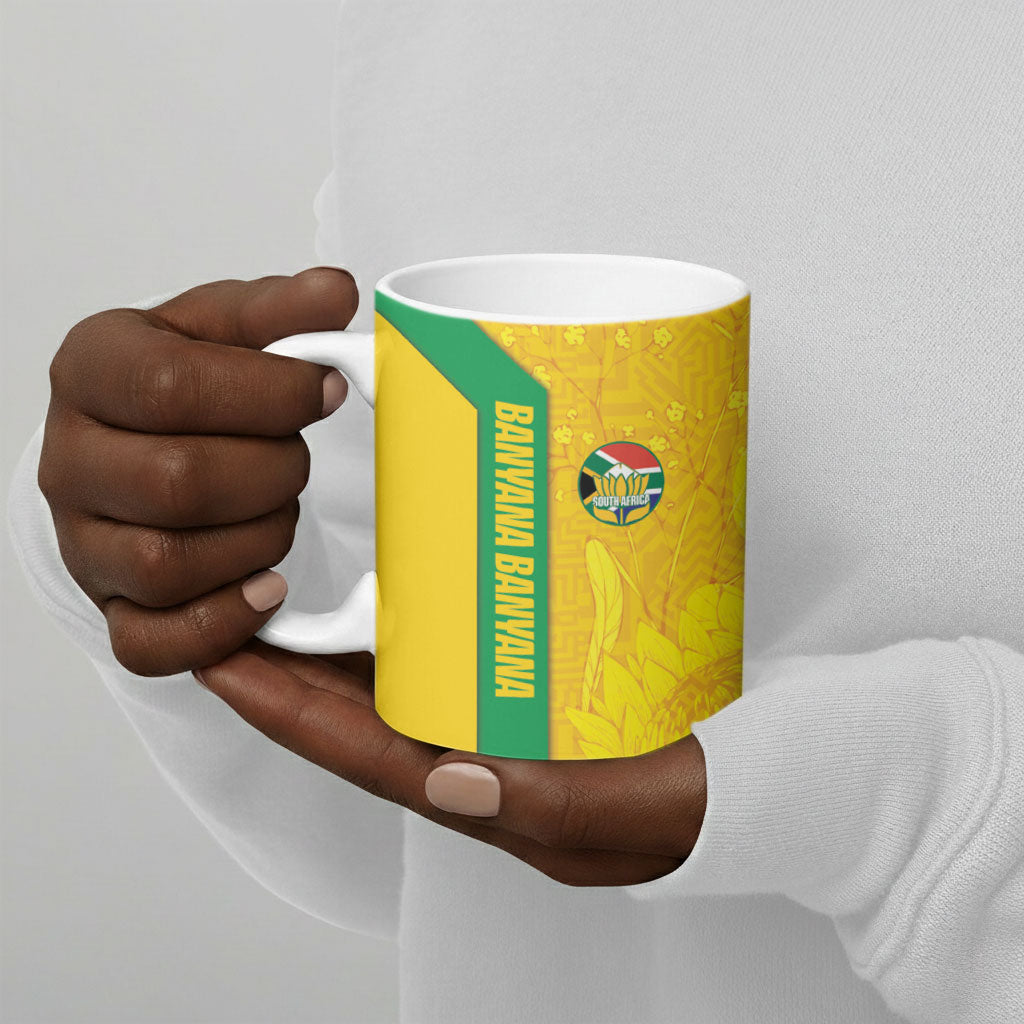 South Africa Soccer Custom Ceramic Mug Banyana Banyana Protea Yellow Version