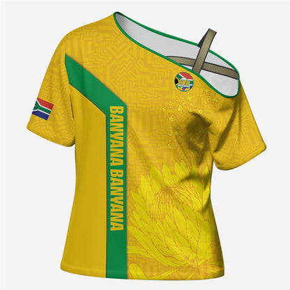 South Africa Soccer Custom Cross Shoulder Shirt Banyana Banyana Protea Yellow Version