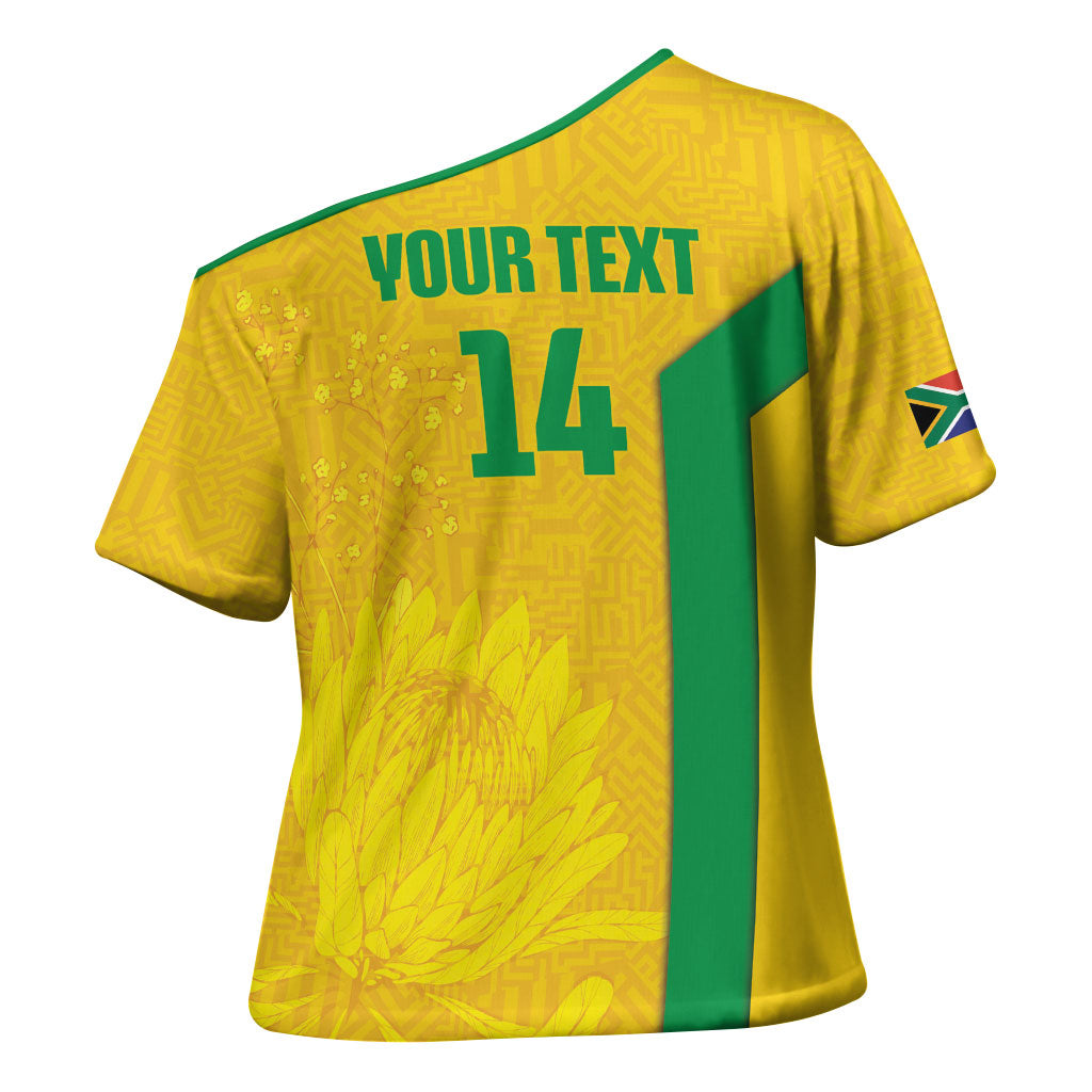 South Africa Soccer Custom Cross Shoulder Shirt Banyana Banyana Protea Yellow Version