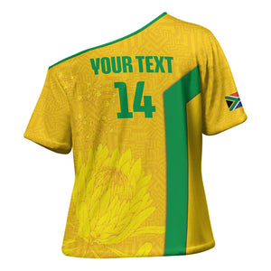 South Africa Soccer Custom Cross Shoulder Shirt Banyana Banyana Protea Yellow Version