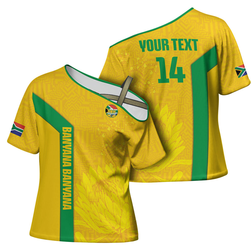 South Africa Soccer Custom Cross Shoulder Shirt Banyana Banyana Protea Yellow Version