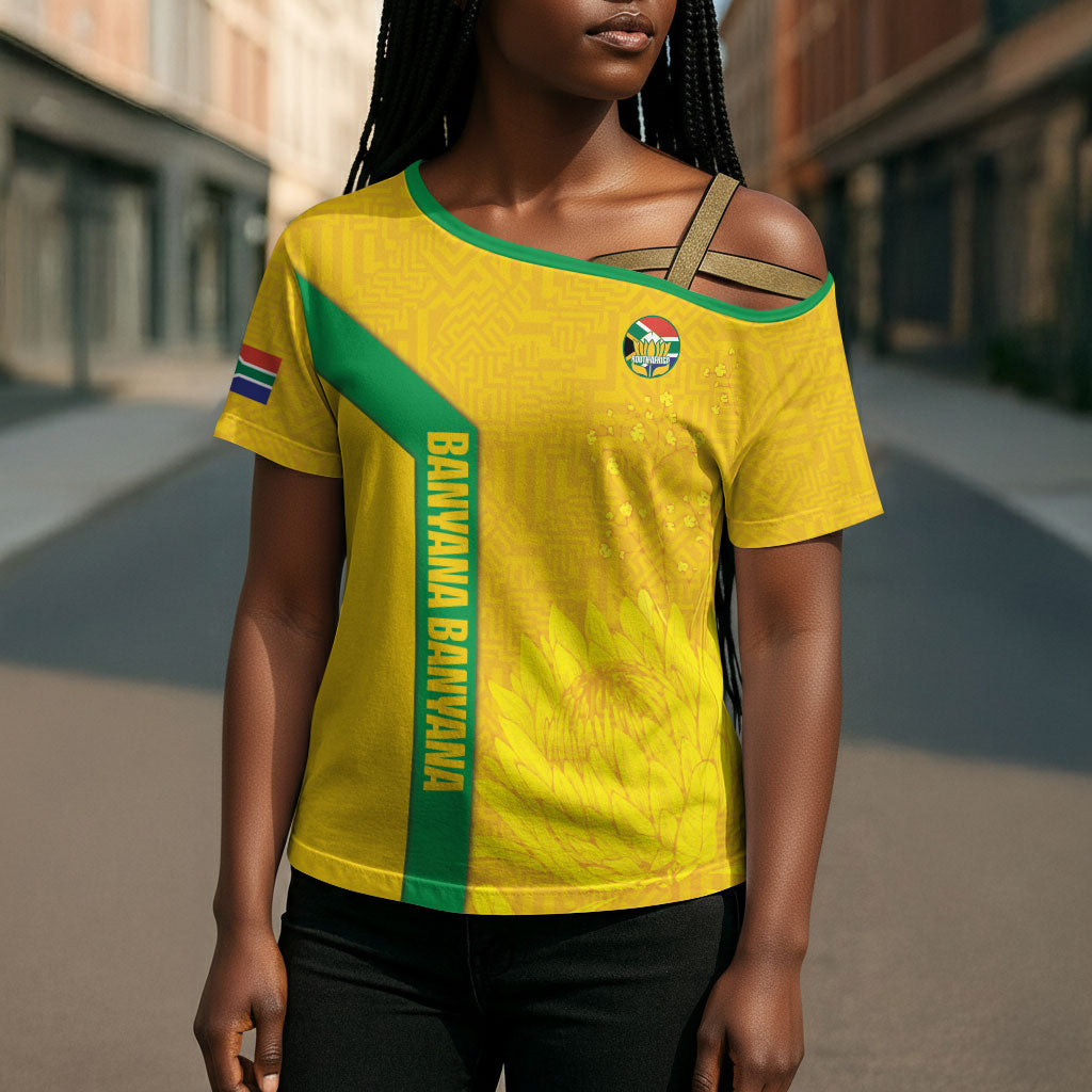 South Africa Soccer Custom Cross Shoulder Shirt Banyana Banyana Protea Yellow Version