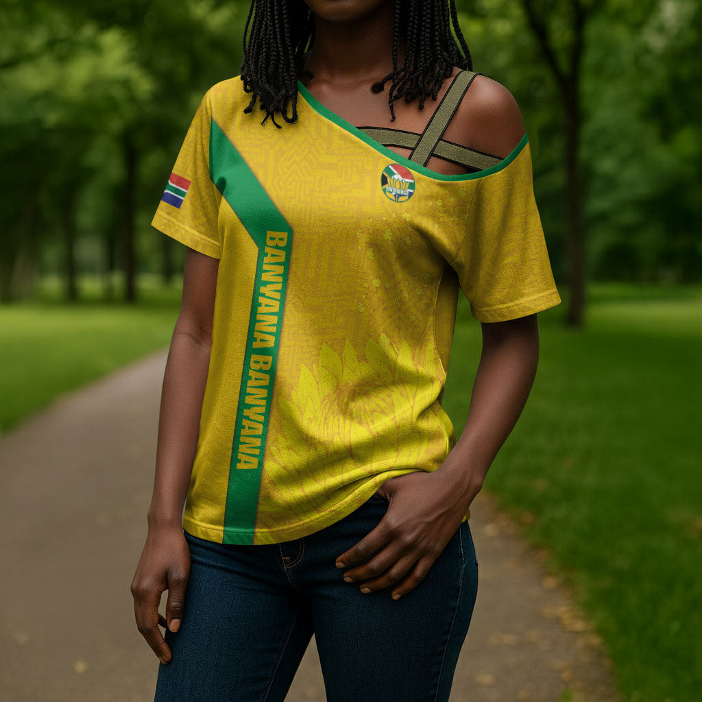 South Africa Soccer Custom Cross Shoulder Shirt Banyana Banyana Protea Yellow Version