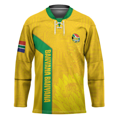 South Africa Soccer Custom Hockey Jersey Banyana Banyana Protea Yellow Version