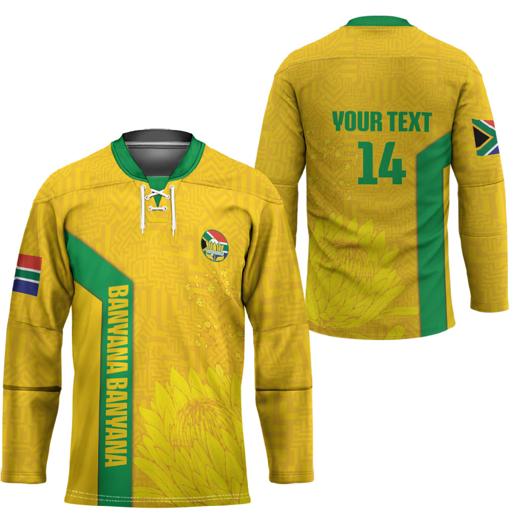 South Africa Soccer Custom Hockey Jersey Banyana Banyana Protea Yellow Version