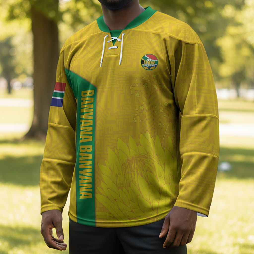South Africa Soccer Custom Hockey Jersey Banyana Banyana Protea Yellow Version