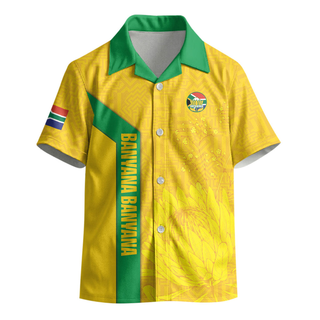 South Africa Soccer Custom Kid Hawaiian Shirt Banyana Banyana Protea Yellow Version