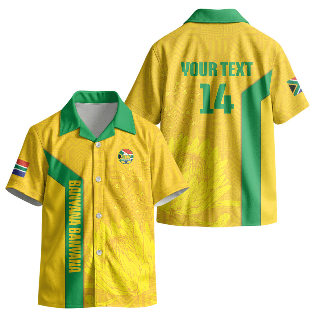 South Africa Soccer Custom Kid Hawaiian Shirt Banyana Banyana Protea Yellow Version