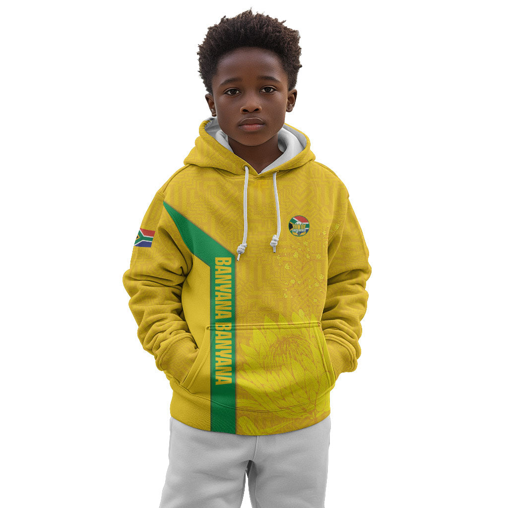 South Africa Soccer Custom Kid Hoodie Banyana Banyana Protea Yellow Version