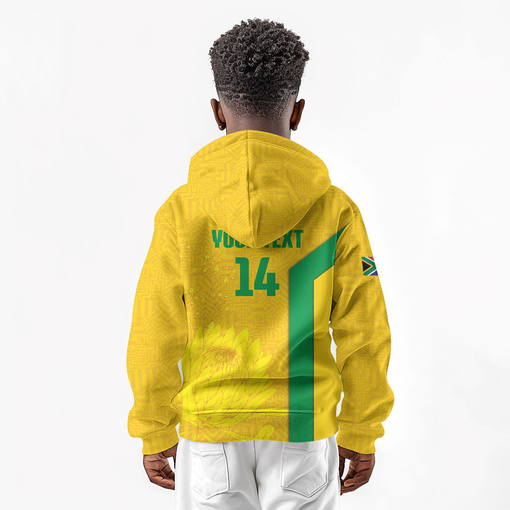 South Africa Soccer Custom Kid Hoodie Banyana Banyana Protea Yellow Version