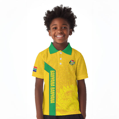 South Africa Soccer Custom Kid Polo Shirt Banyana Banyana Protea Yellow Version