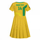 South Africa Soccer Custom Kid Short Sleeve Dress Banyana Banyana Protea Yellow Version