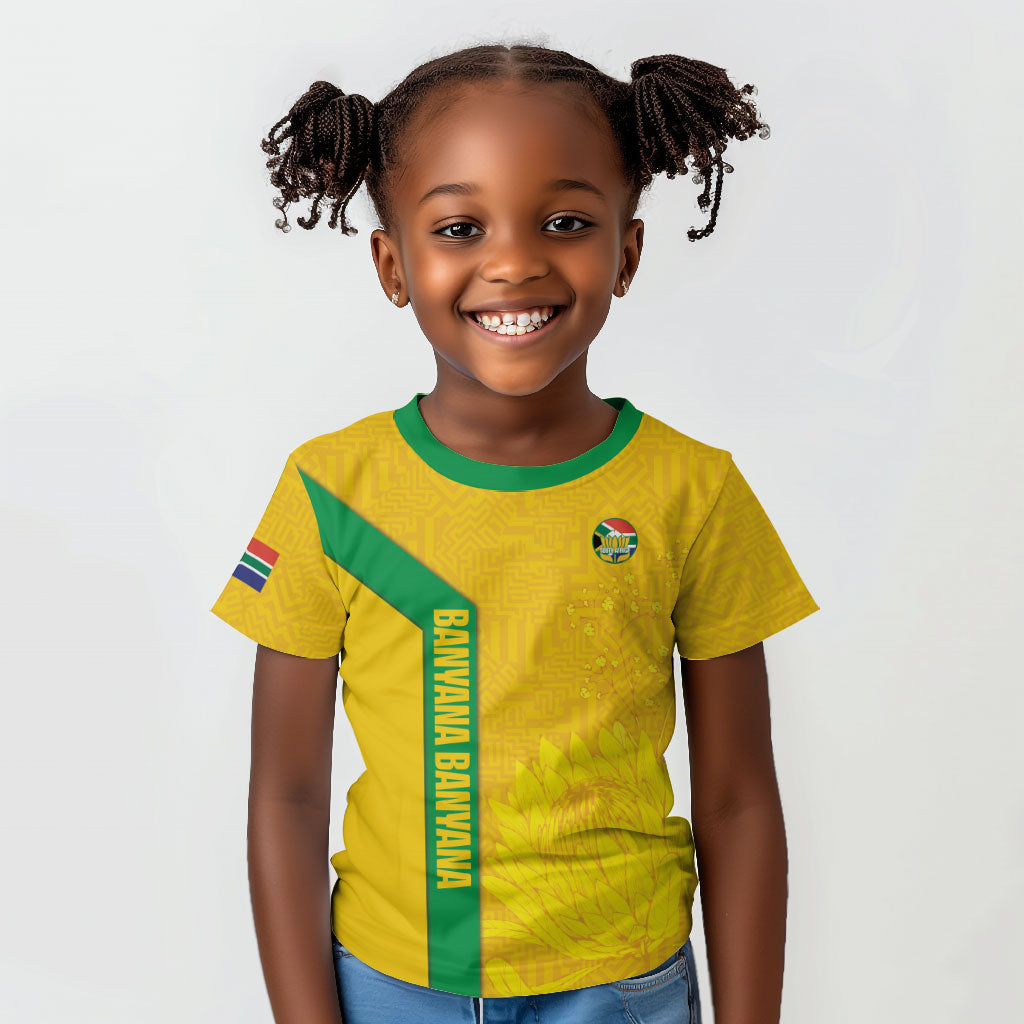 South Africa Soccer Custom Kid T shirt Banyana Banyana Protea Yellow Version