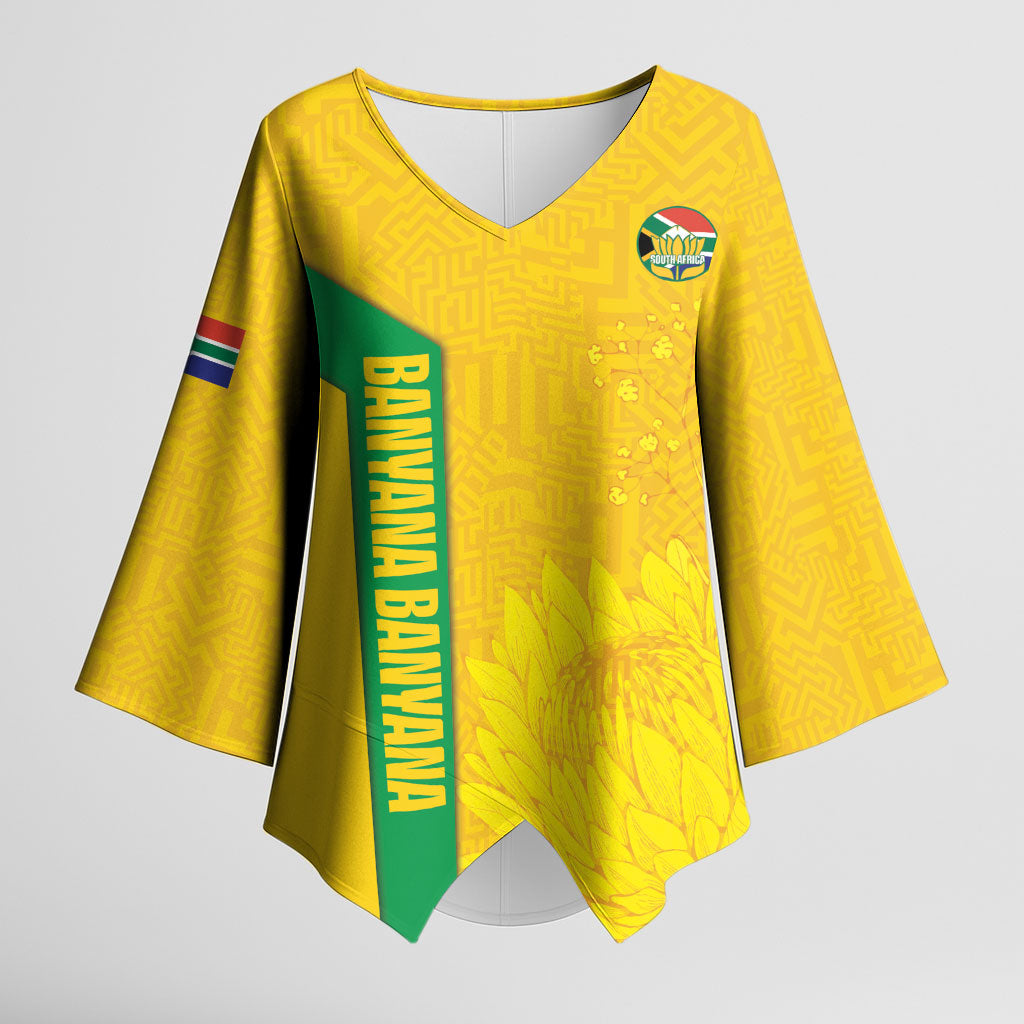 South Africa Soccer Custom Kimono Sleeve Blouse Banyana Banyana Protea Yellow Version
