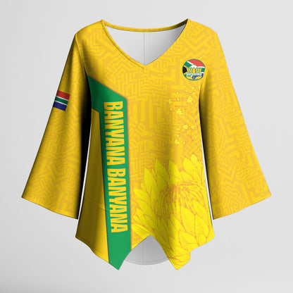 South Africa Soccer Custom Kimono Sleeve Blouse Banyana Banyana Protea Yellow Version