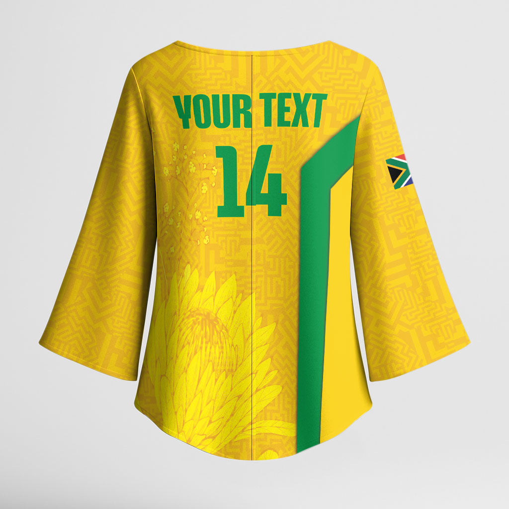 South Africa Soccer Custom Kimono Sleeve Blouse Banyana Banyana Protea Yellow Version