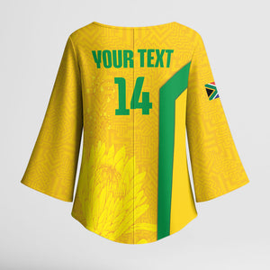 South Africa Soccer Custom Kimono Sleeve Blouse Banyana Banyana Protea Yellow Version