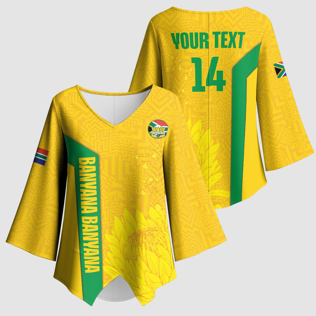 South Africa Soccer Custom Kimono Sleeve Blouse Banyana Banyana Protea Yellow Version