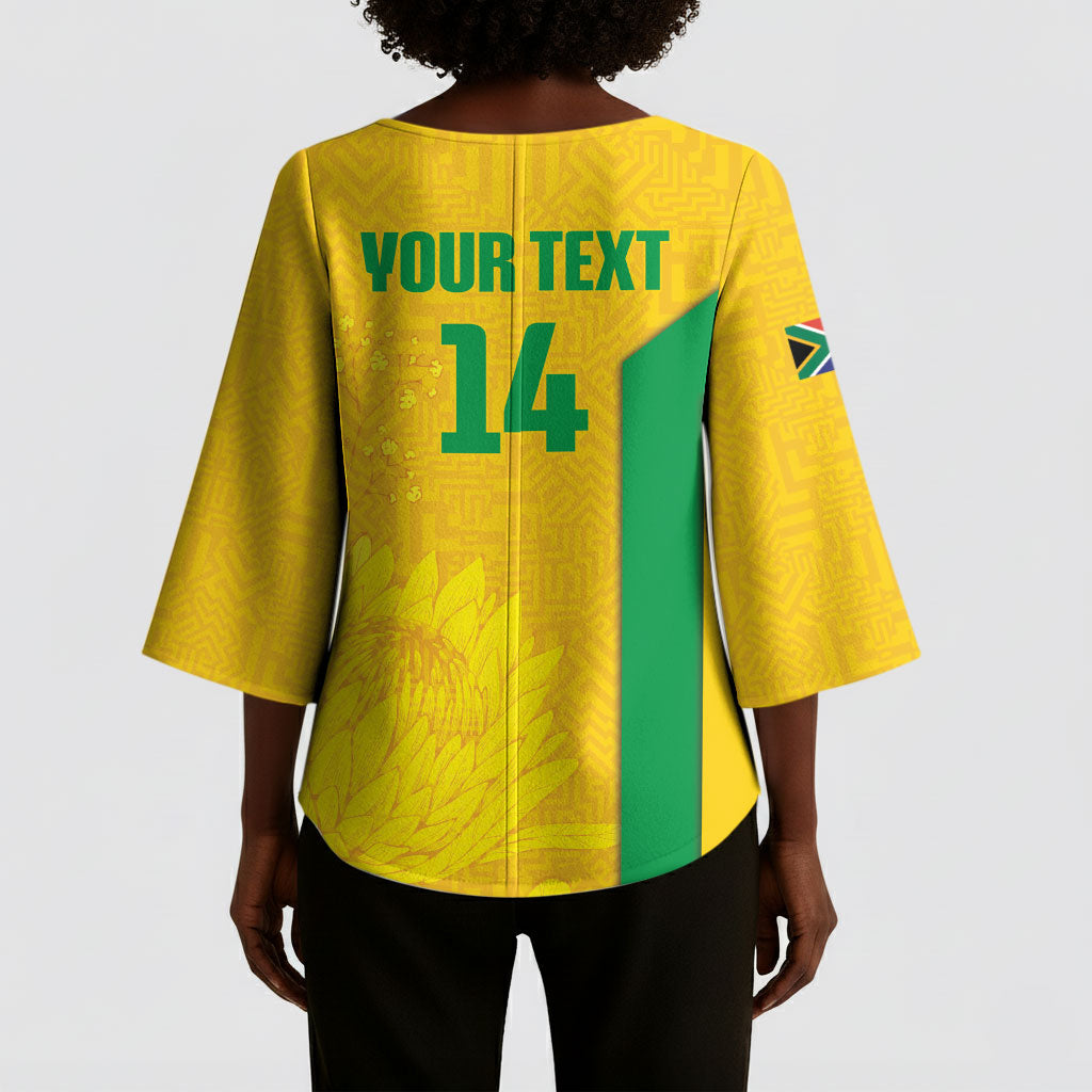 South Africa Soccer Custom Kimono Sleeve Blouse Banyana Banyana Protea Yellow Version
