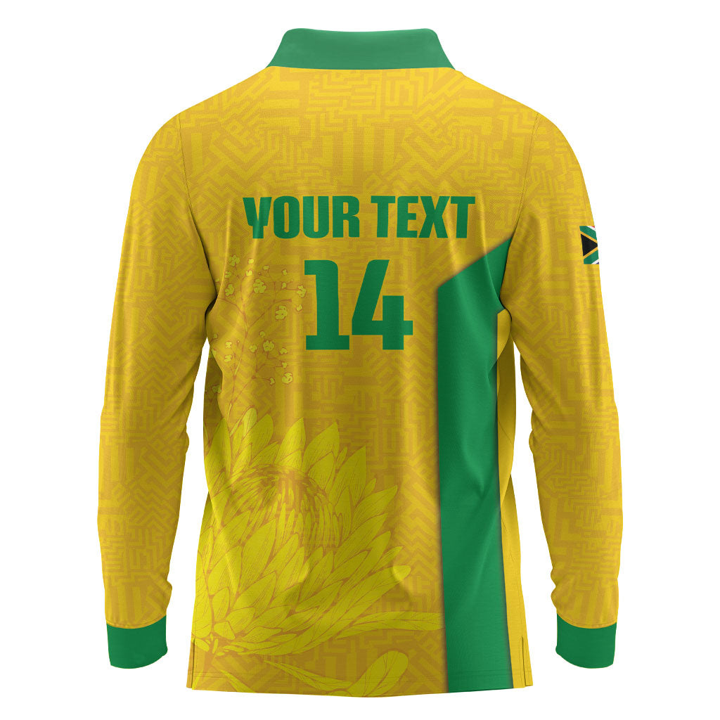 South Africa Soccer Custom Long Sleeve Polo Shirt Banyana Banyana Protea Yellow Version