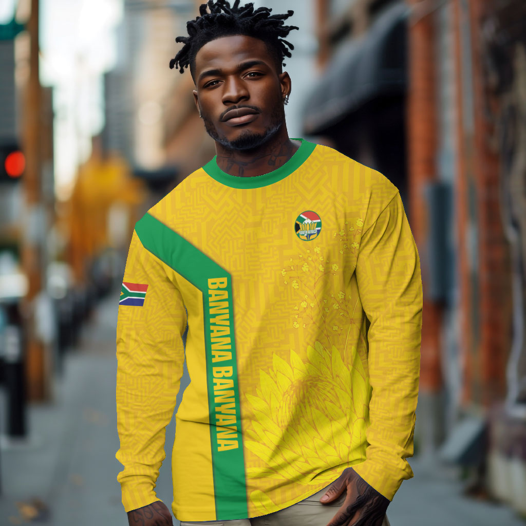 South Africa Soccer Custom Long Sleeve Shirt Banyana Banyana Protea Yellow Version
