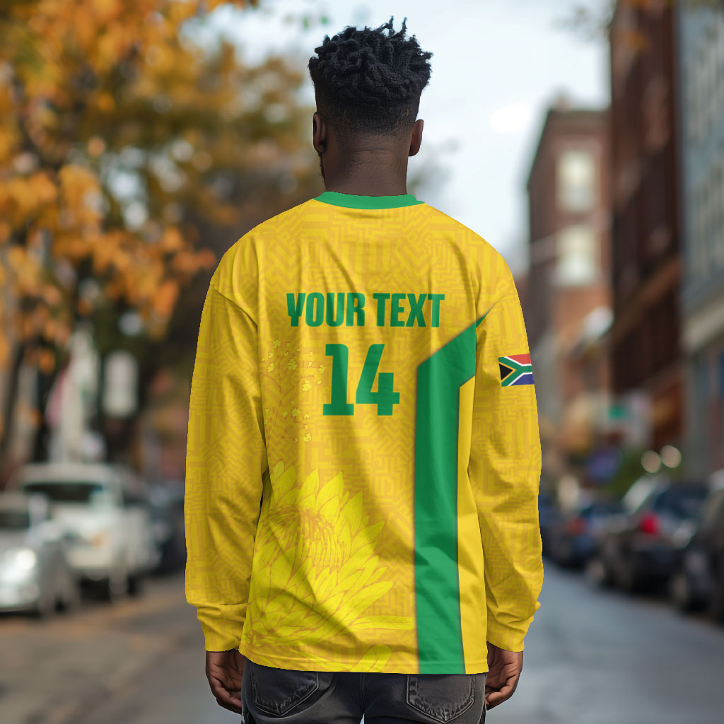 South Africa Soccer Custom Long Sleeve Shirt Banyana Banyana Protea Yellow Version