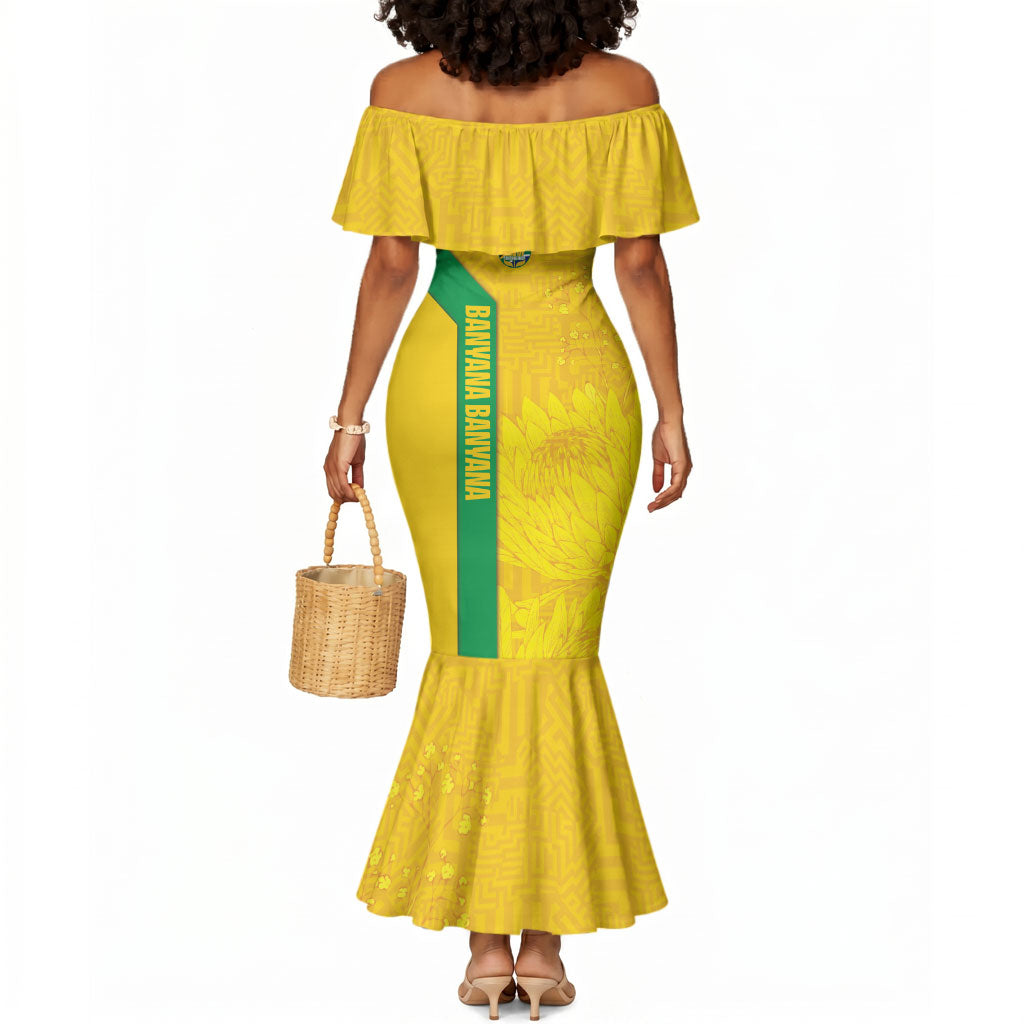 South Africa Soccer Custom Mermaid Dress Banyana Banyana Protea Yellow Version