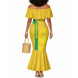 South Africa Soccer Custom Mermaid Dress Banyana Banyana Protea Yellow Version