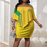 South Africa Soccer Custom Off Shoulder Short Dress Banyana Banyana Protea Yellow Version