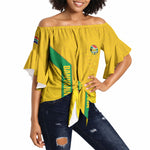 South Africa Soccer Custom Off Shoulder Wrap Waist Top Banyana Banyana Protea Yellow Version