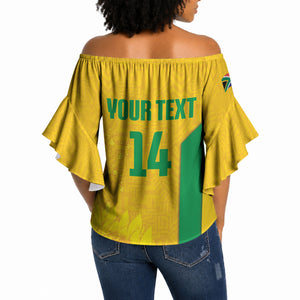 South Africa Soccer Custom Off Shoulder Wrap Waist Top Banyana Banyana Protea Yellow Version
