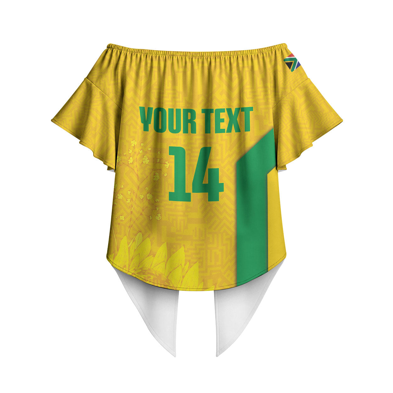 South Africa Soccer Custom Off Shoulder Wrap Waist Top Banyana Banyana Protea Yellow Version