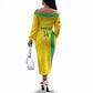 South Africa Soccer Custom Off The Shoulder Long Sleeve Dress Banyana Banyana Protea Yellow Version