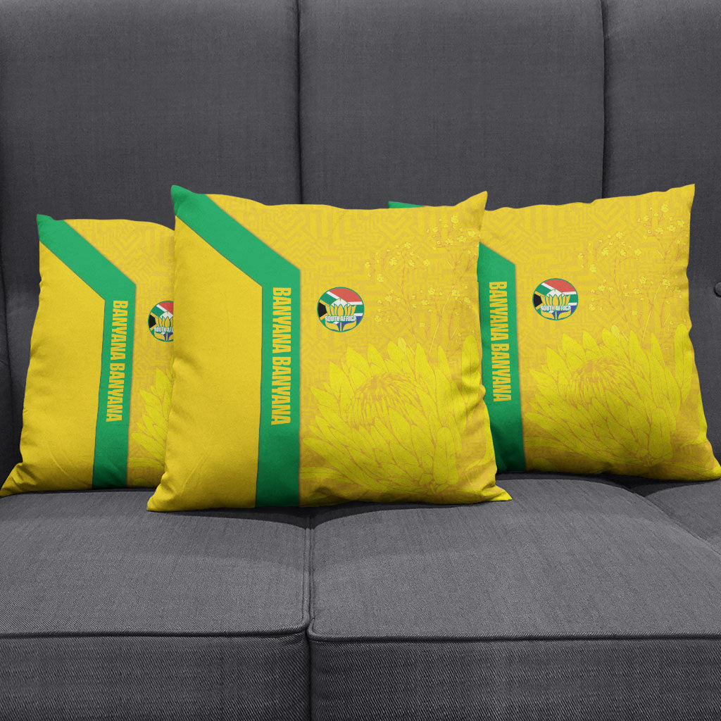 South Africa Soccer Pillow Cover Banyana Banyana Protea Yellow Version
