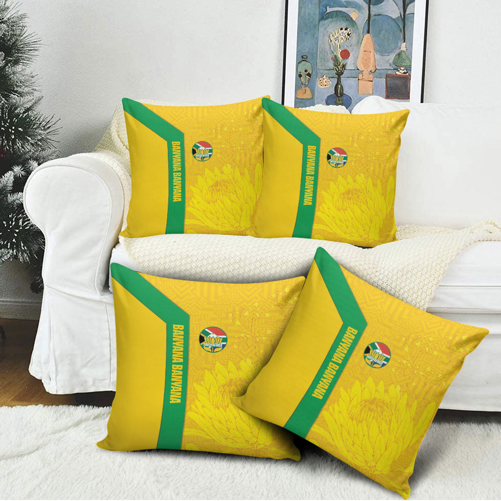South Africa Soccer Pillow Cover Banyana Banyana Protea Yellow Version