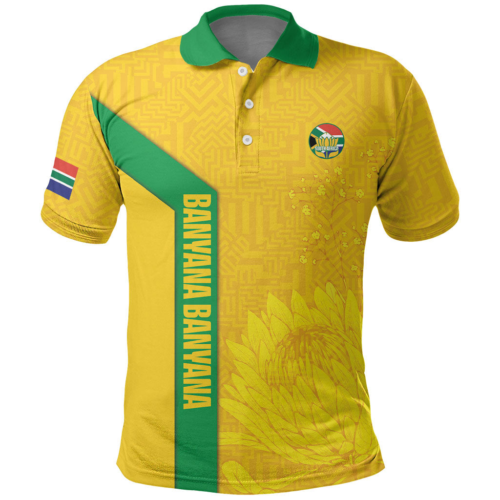 South Africa Soccer Custom Polo Shirt Banyana Banyana Protea Yellow Version