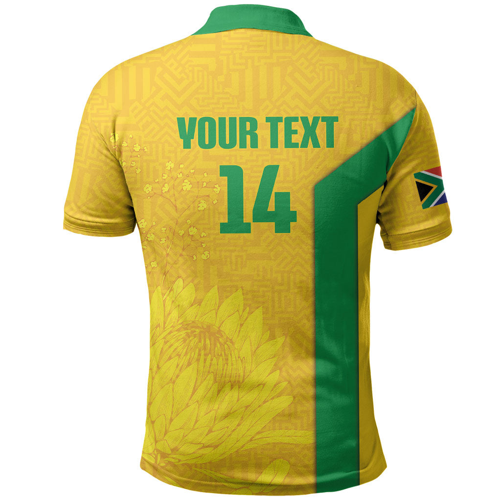 South Africa Soccer Custom Polo Shirt Banyana Banyana Protea Yellow Version