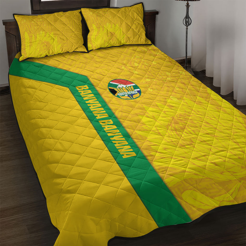 South Africa Soccer Quilt Bed Set Banyana Banyana Protea Yellow Version