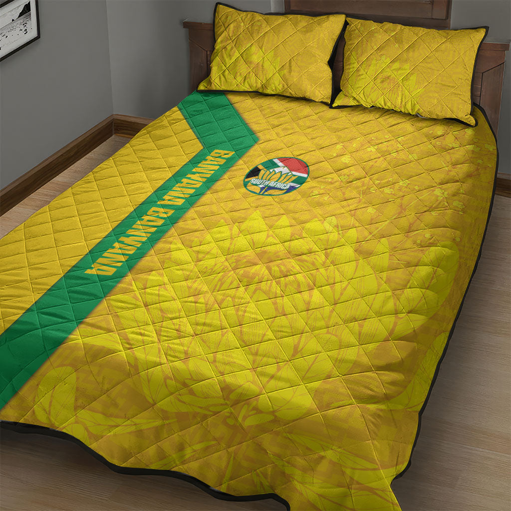 South Africa Soccer Quilt Bed Set Banyana Banyana Protea Yellow Version